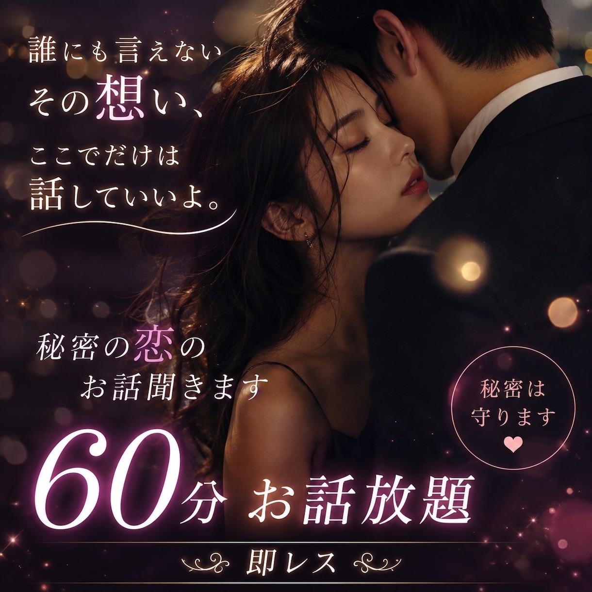 60分間♥あなたの秘密の恋のお話お聞きします モヤモヤして眠れない夜。一緒にお話しませんか? イメージ1