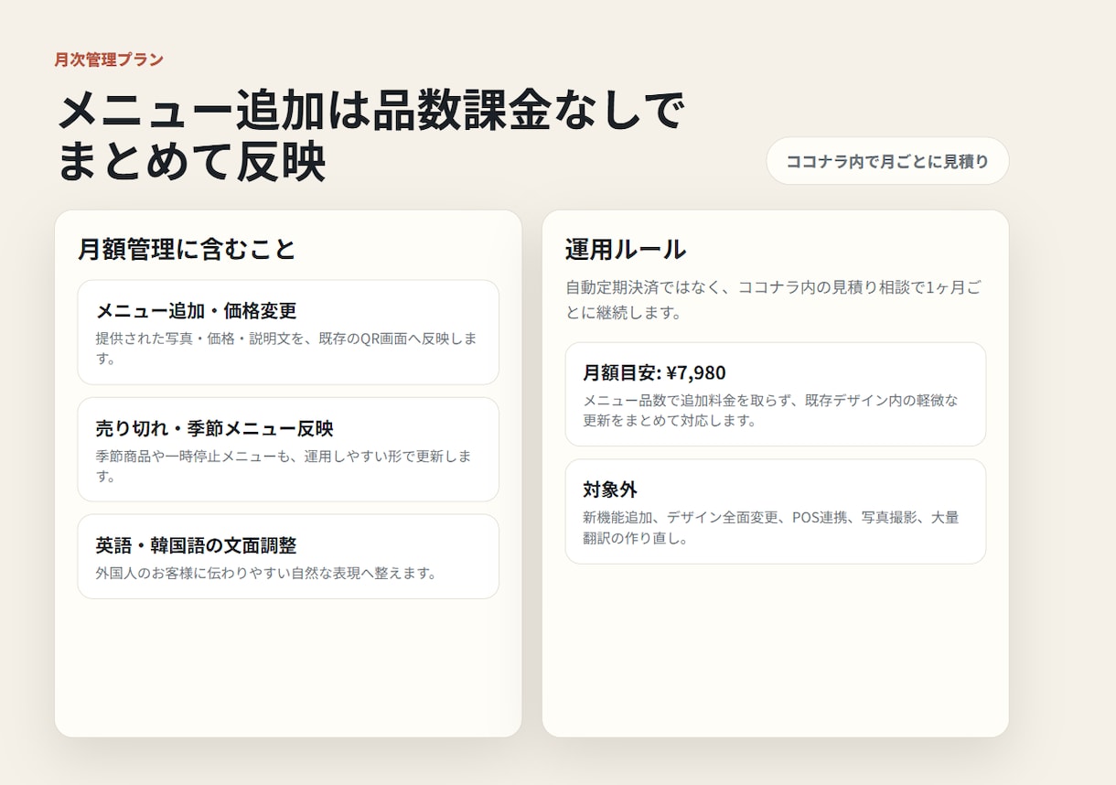 飲食店向けQR注文を作ります 英語・韓国語の注文が日本語票で届きます イメージ5