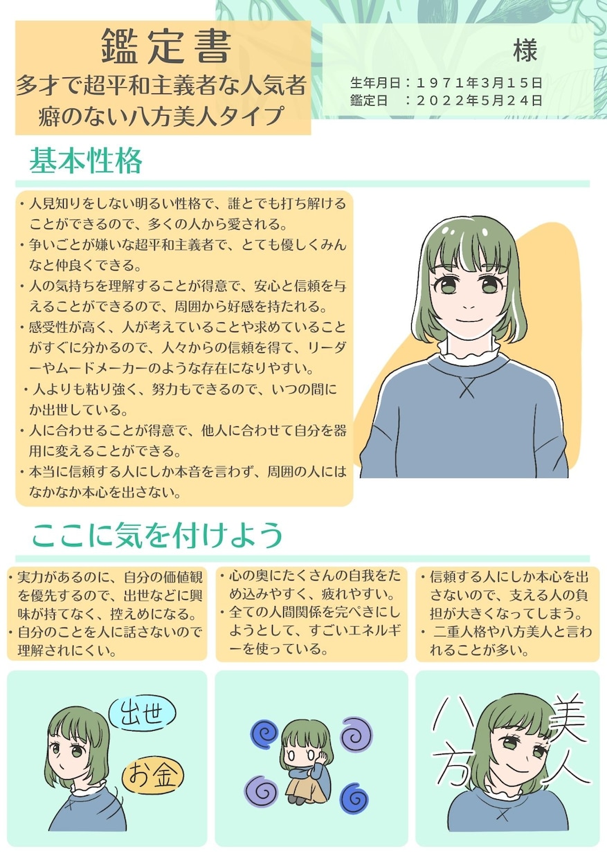 悪用禁止！気になるあの人の「トリセツ」を作ります ★基本性格★失敗する時★開運ポイント★恋愛・結婚 イメージ2