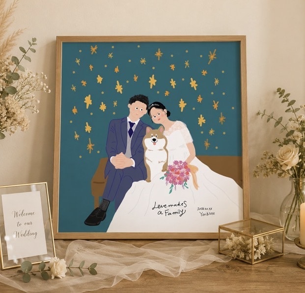 海外風タッチ♡お洒落なウェディングイラスト描きます 結婚式用、プレゼント用でも･:*+. イメージ2