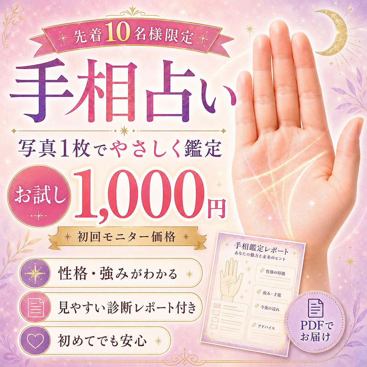 手相診断画像を作ります 写真から強みと性格傾向を見える化 イメージ1