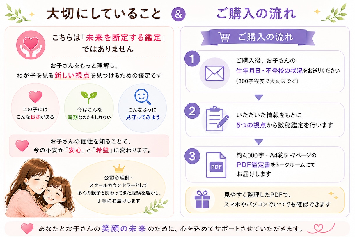 不登校のお子さんの今と未来を数秘で鑑定します 性格・才能・運気の流れから、今必要な関わり方を読み解きます！ イメージ3