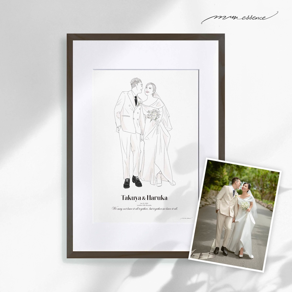 前撮り︱結婚写真からオシャレな線画イラストにします ウェルカムボードや結婚式後も楽しめるシンプルな線画イラストを イメージ6