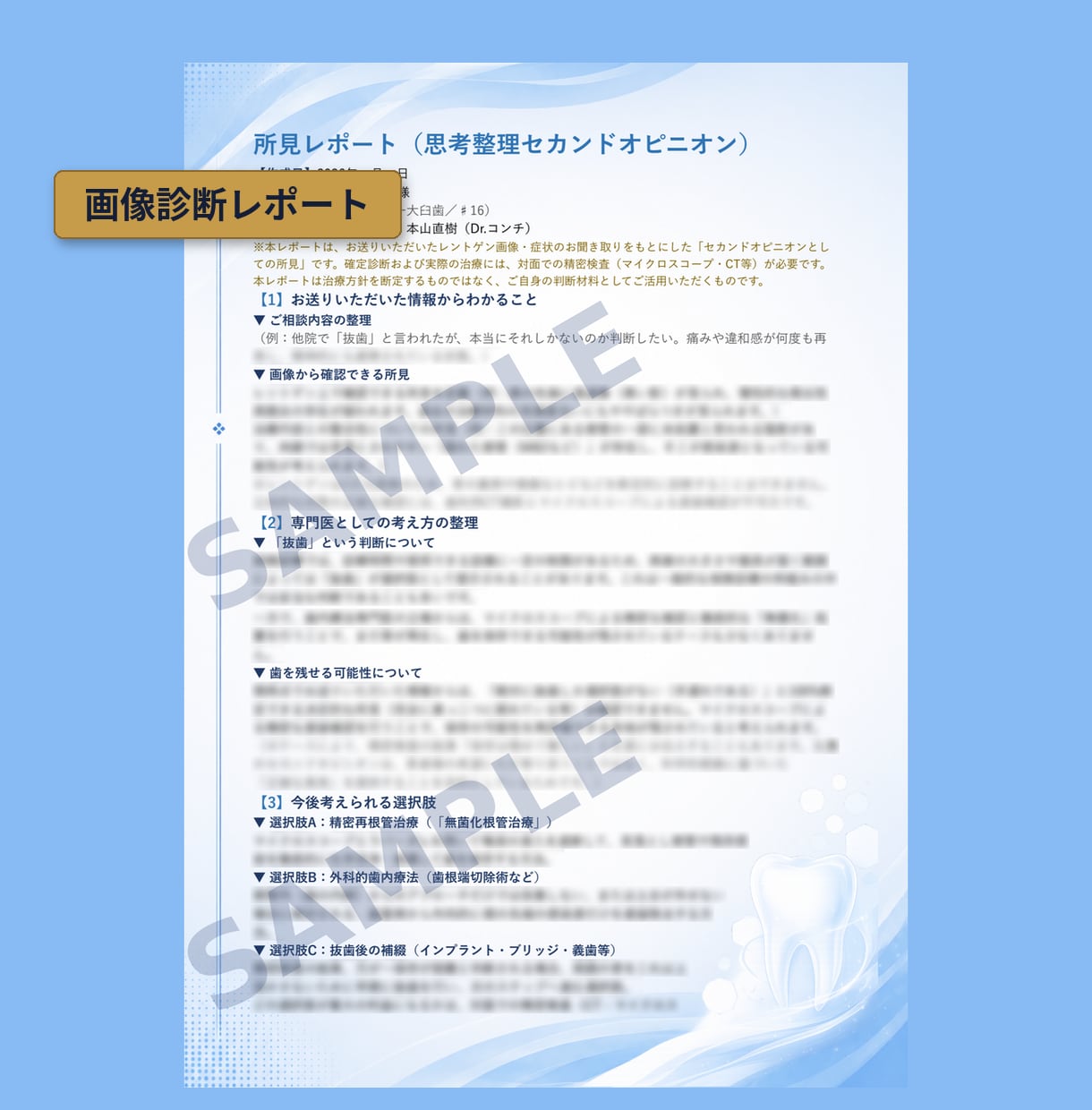 画像から治療方針を専門医がレポートで解説します 「歯を抜く」その決断、レポートで一度立ち止まりませんか？ イメージ2
