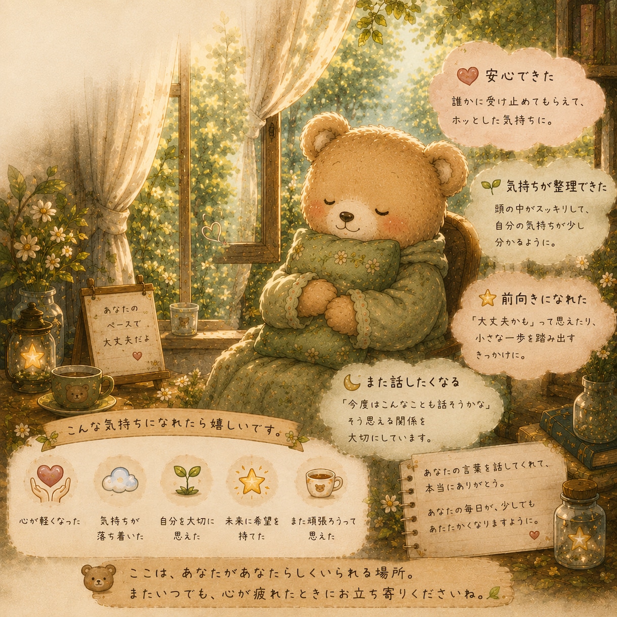 森の小さな案内所｜あなたの想いをそっとお聞きします 誰かに話したい気持ちをそっと預けてください｜悩み・恋愛・雑談 イメージ4