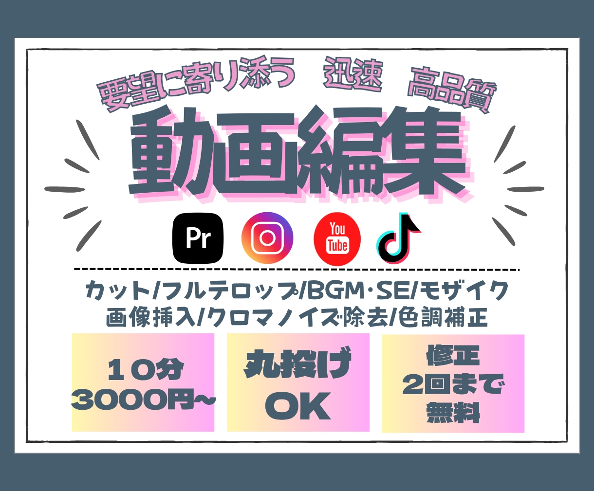 要望に寄り添う、動画編集いたします ていねいに、迅速に対応いたします イメージ1