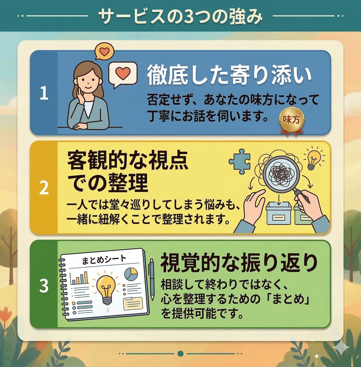 悩み相談｜些細な不安や深刻な悩み全てお聴きします ｜30分2000円～あなたの心に寄り添い、想いに応えます～ イメージ3
