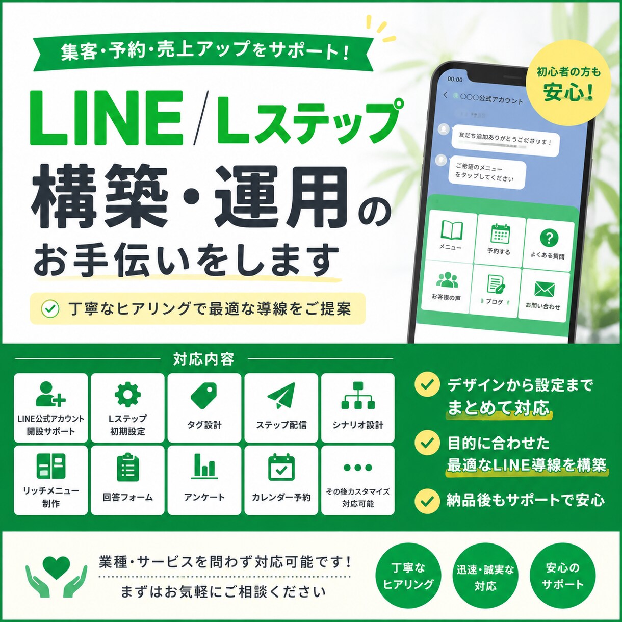 LINE／Lステップ構築・運用のお手伝いをします 丁寧なヒアリングで最適な導線をご提案 イメージ1