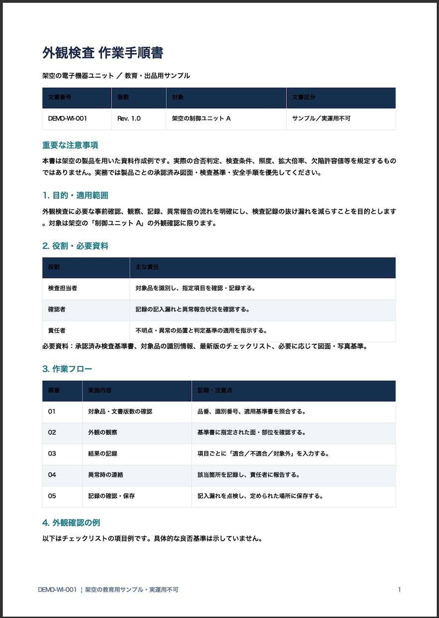 作業手順書・チェックリストを作成します 製造業・品質保証の経験を活かし、見やすい業務資料を作成 イメージ3