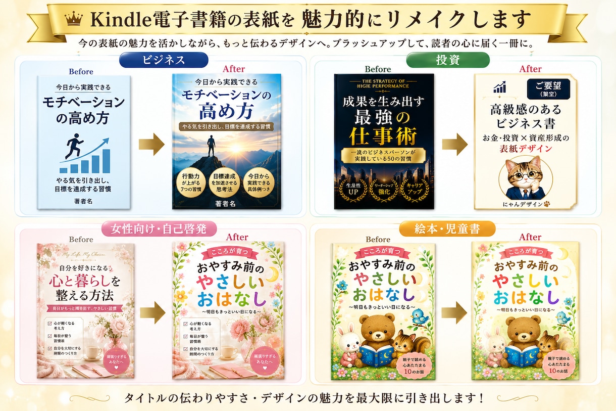 Kindle電子書籍の表紙を魅力的にリメイクします 今の表紙を、より魅力的な一冊へ。 イメージ2