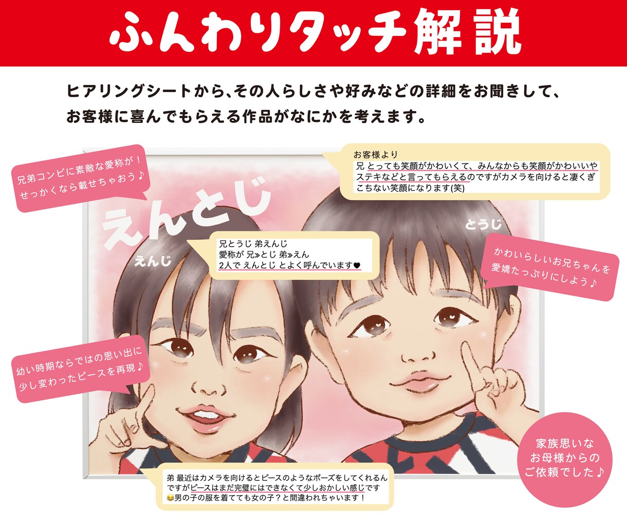 デジタル似顔絵ふんわりタッチのイラストを作成します 喜ばせたい相手へのプレゼントにぴったりです♪ イメージ3
