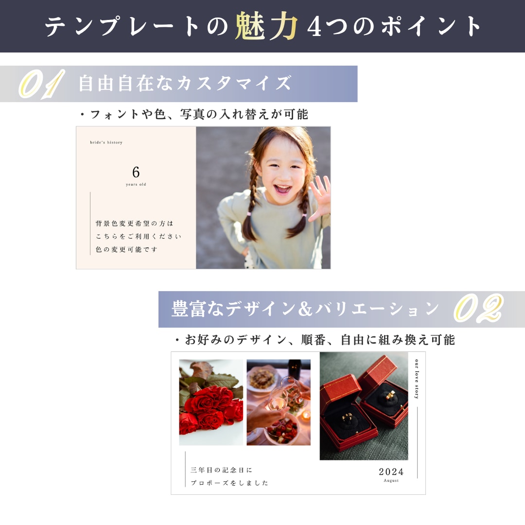 ネトフリ風ムービーテンプレート納品します 披露宴を盛り上げる！Canvaで自作プロフィールムービー！ イメージ5