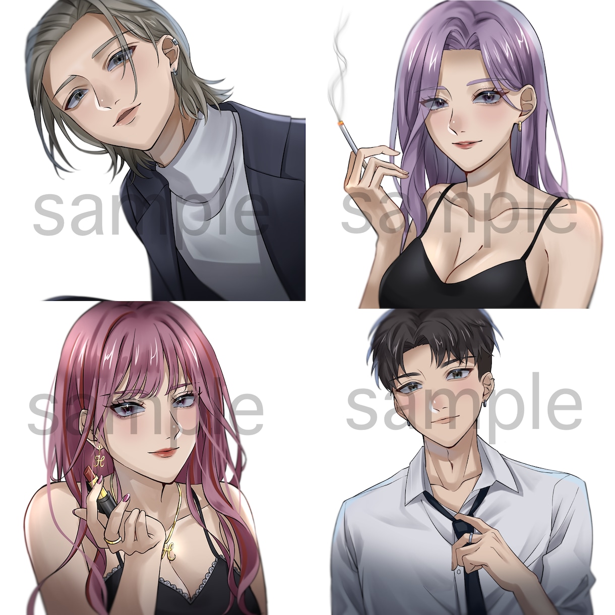 アイコン/イラスト等制作致します 色気のあるかっこいい男女をお描きします❀·° イメージ5