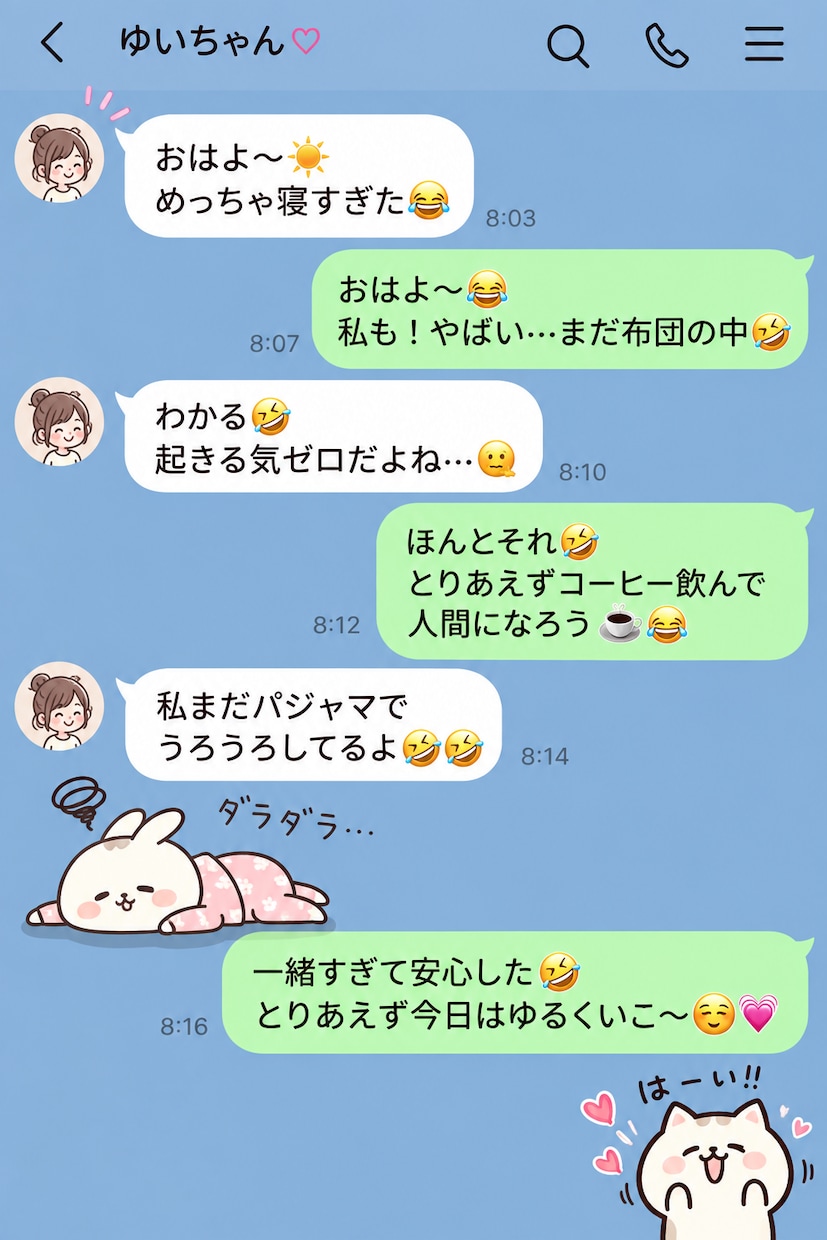 3日間暇な時にゆるっとお友達チャットします アドバイス無しで気軽なお友達感覚の話し相手になります イメージ3