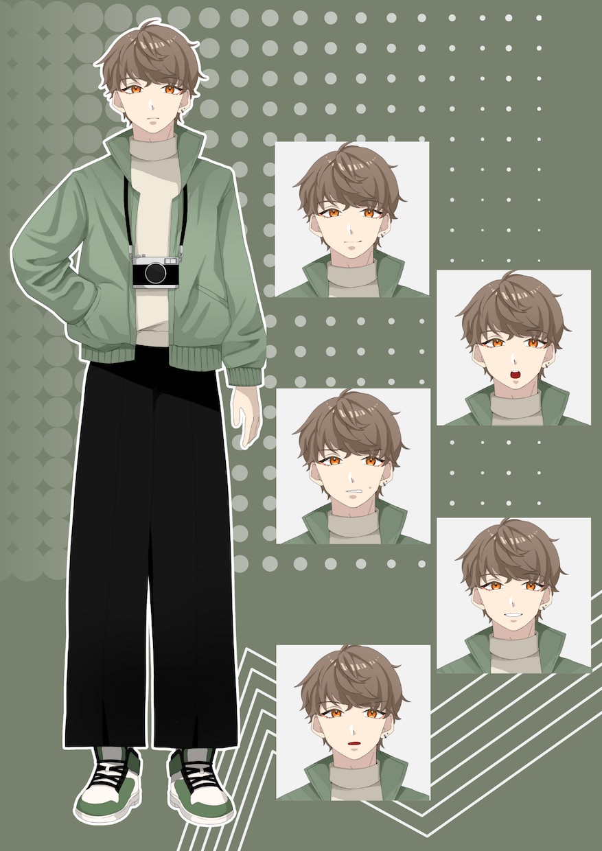 カメラ男子【表情差分6種類】立ち絵販売します 商用可・カメラ男子の立ち絵販売します【表情差分6種類】 イメージ1