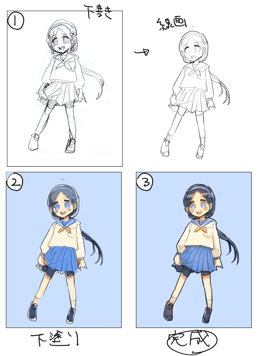 キャラクターの立ち絵を描きます ［ポーズ自由］シンプルなキャラクターの立ち絵を描きます。 イメージ2