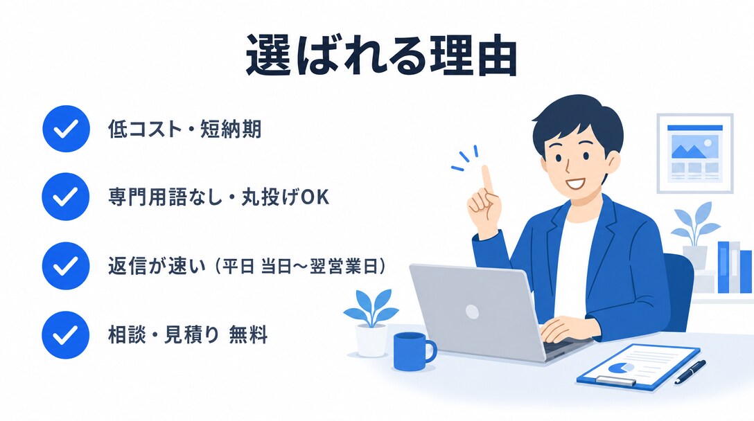 ホームページ・LPを予算に合わせて作ります 「名刺代わりのサイトが欲しい」を最短で。相談・見積り無料 イメージ6
