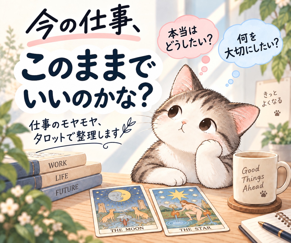 働き方に迷うあなたの気持ちをタロットで読みます 続ける・変えるの前に、本当の気持ちを整理したい方へ。 イメージ1