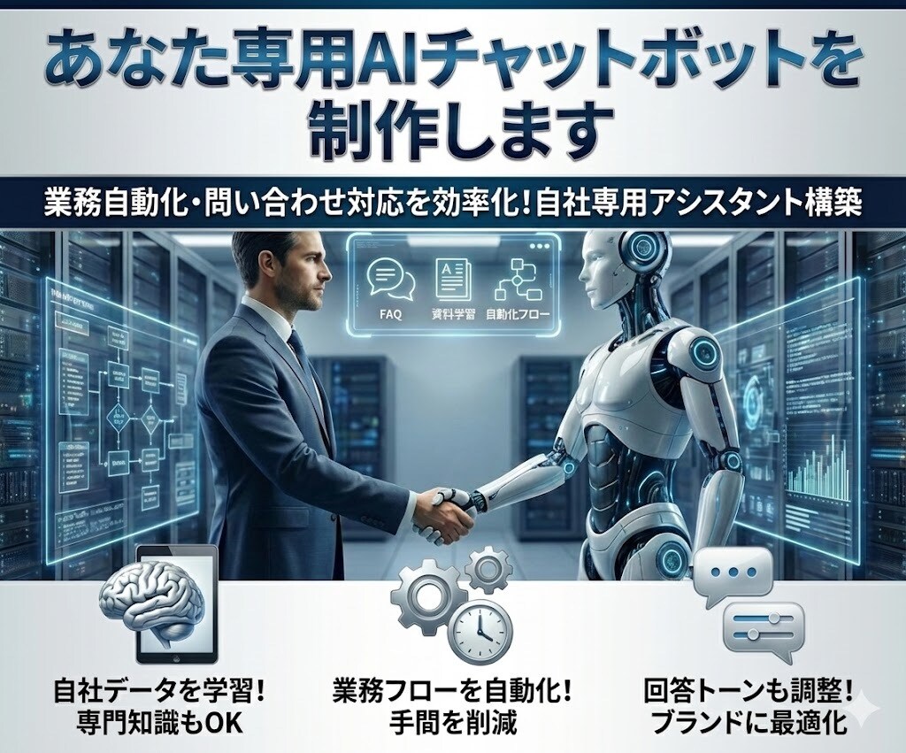あなた専用AIチャットボットを制作します 問い合わせ自動化・業務効率化をAIで実現 イメージ1