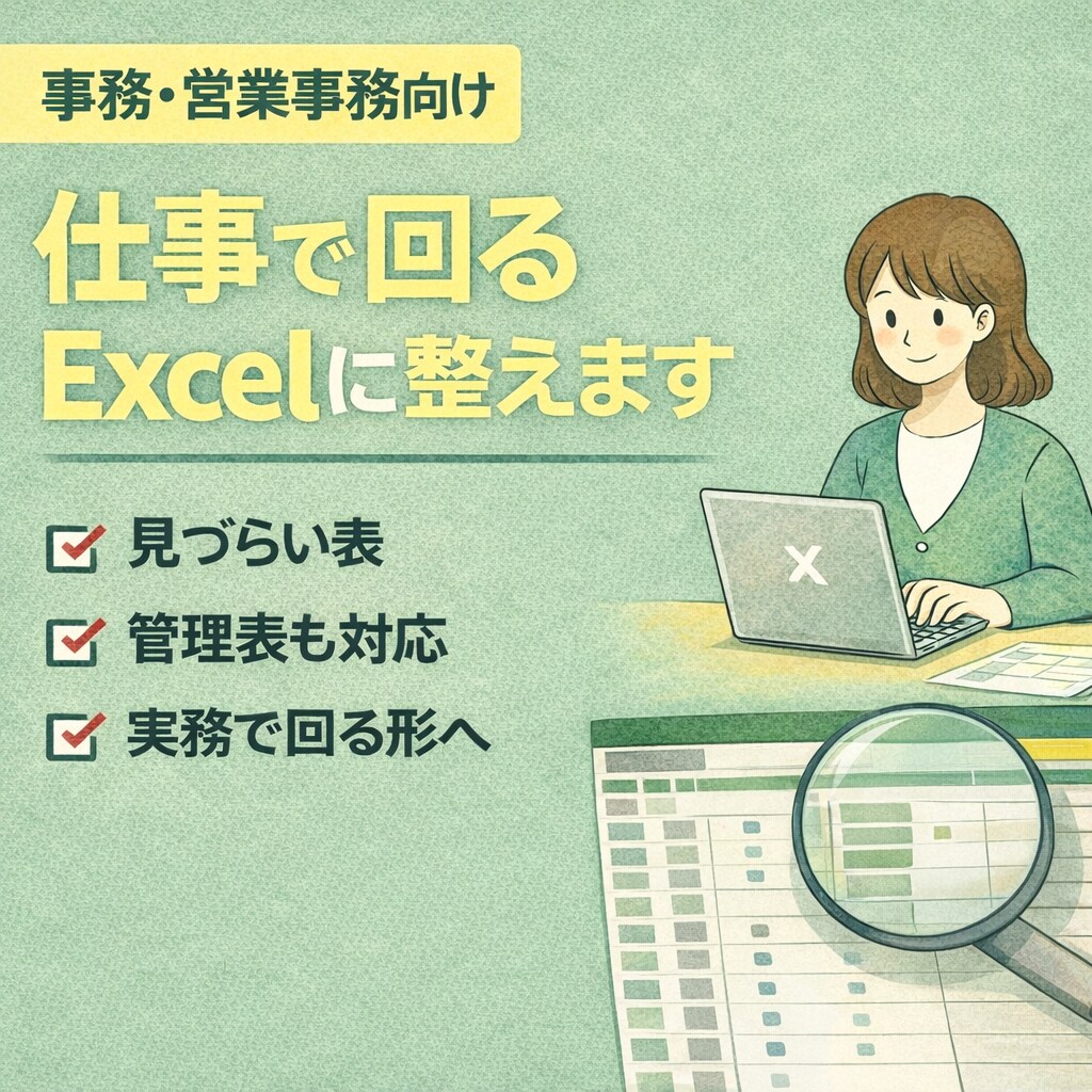 実務向け｜使いにくいExcelを見やすく整えます 仕事で回るExcelに整えます イメージ1