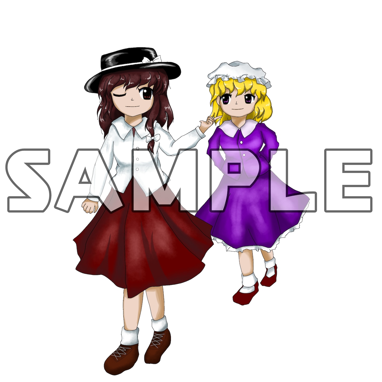 東方風(ZUN絵風)の立ち絵を描きます 東方っぽい立ち絵が欲しい人など！ イメージ1