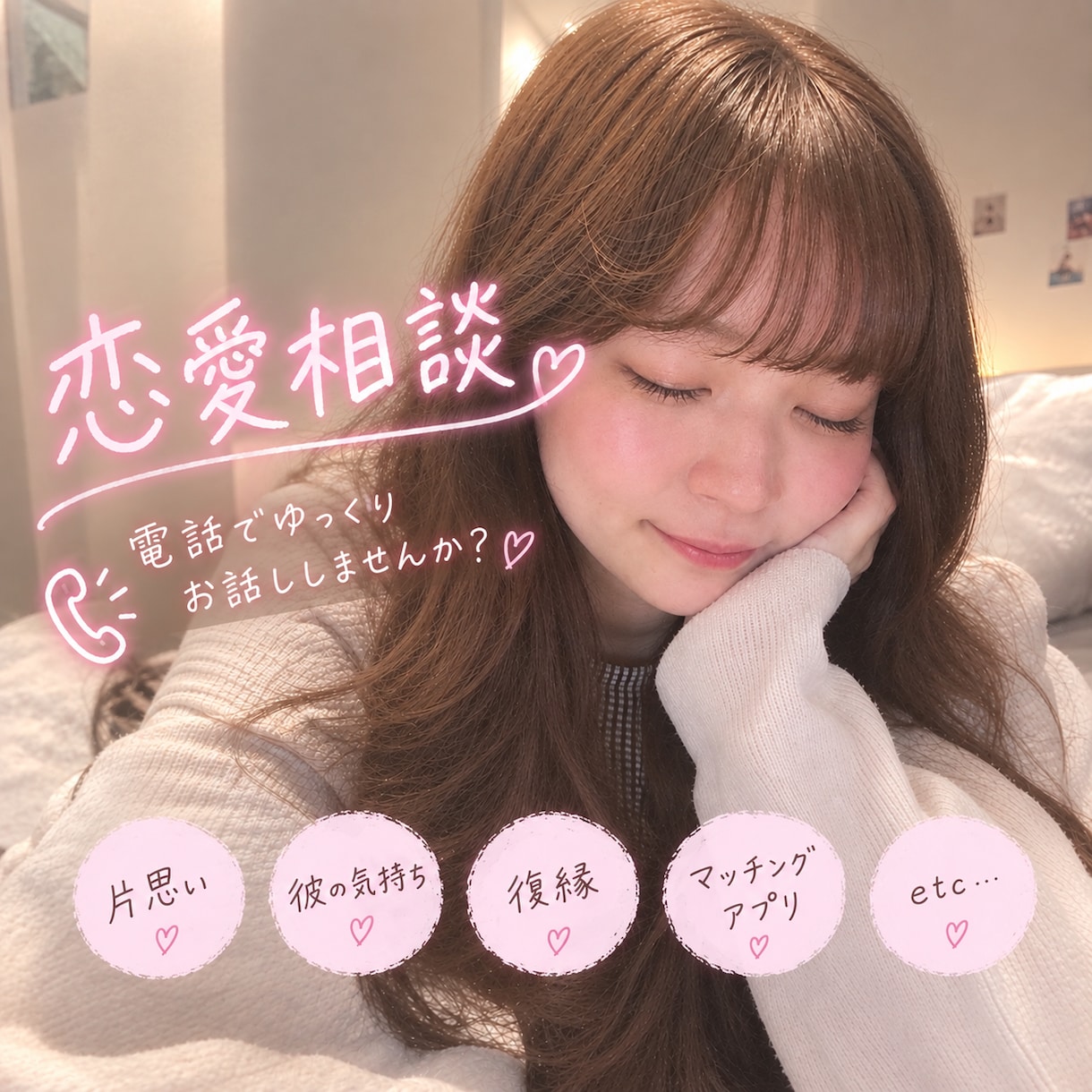 恋愛のモヤモヤ、友達感覚で聞きます 気になる人や彼氏彼女のことなどなんでも♡♡ イメージ1