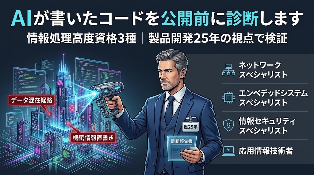 AIが書いたコードを公開前に診断します 情報処理高度資格3種｜製品開発25年の視点で検証 イメージ1
