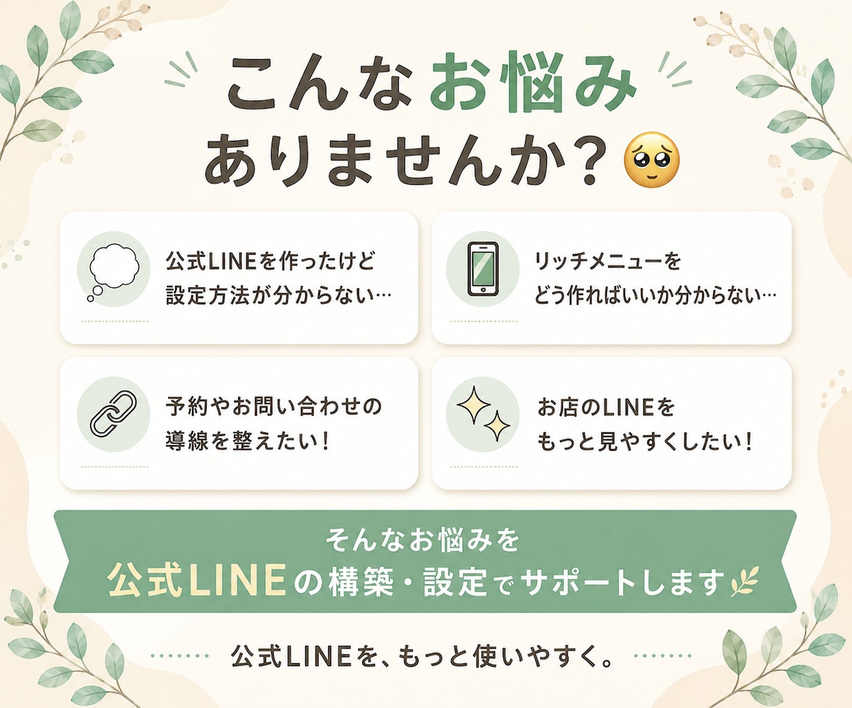 公式LINE初期構築・設定を丸ごとサポートします 「作ったけど使い方が分からない…」を解決します イメージ2