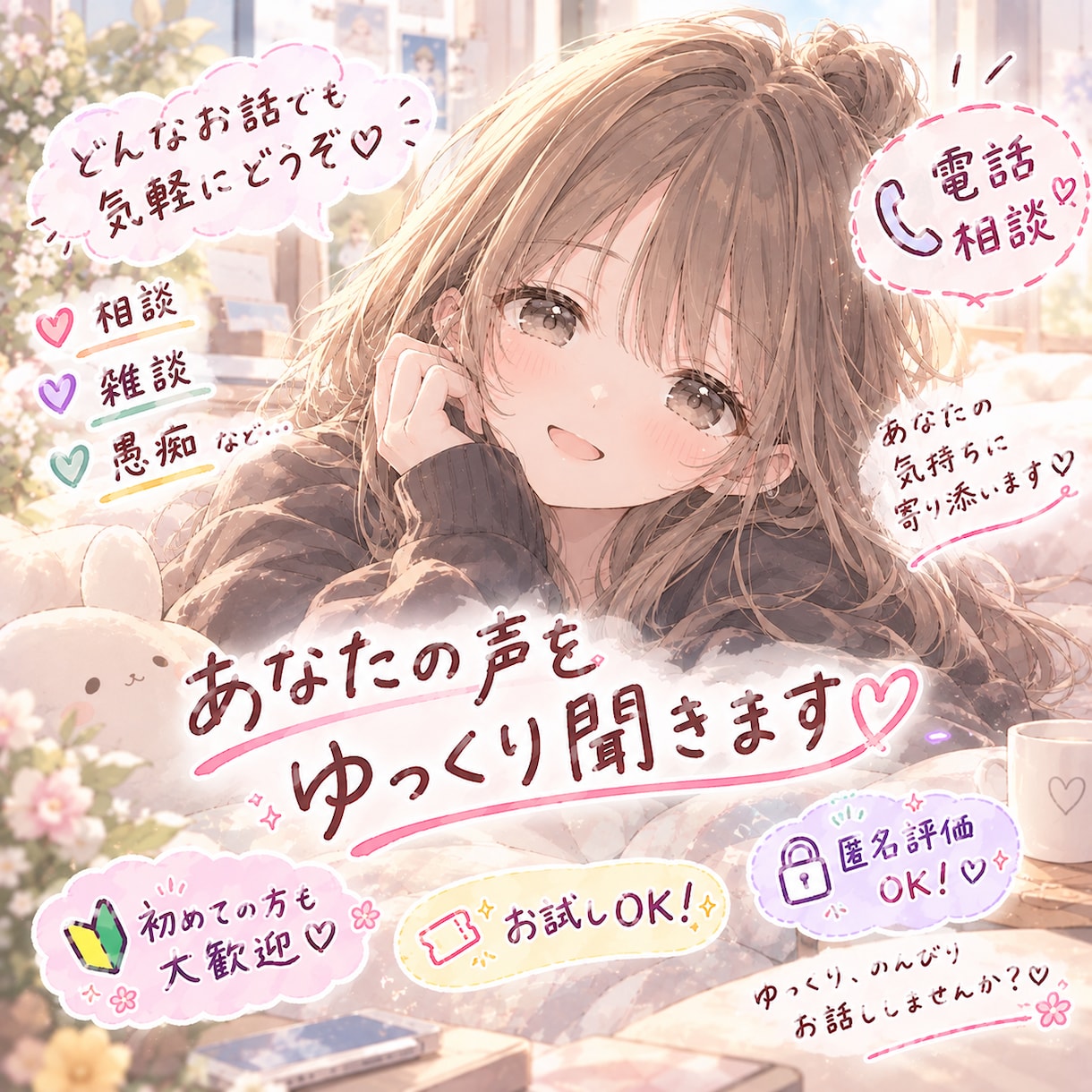 初めての方も♡何でも気軽にお話しできます ちょっと話したいだけでも大歓迎です♡ イメージ1