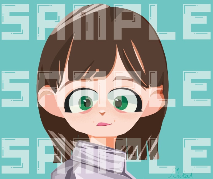 商用◎配信・グッズに！主線なしキャラ制作します 印象的な目とモダンな色彩。SNSアイコンやグッズ、企業用に イメージ2