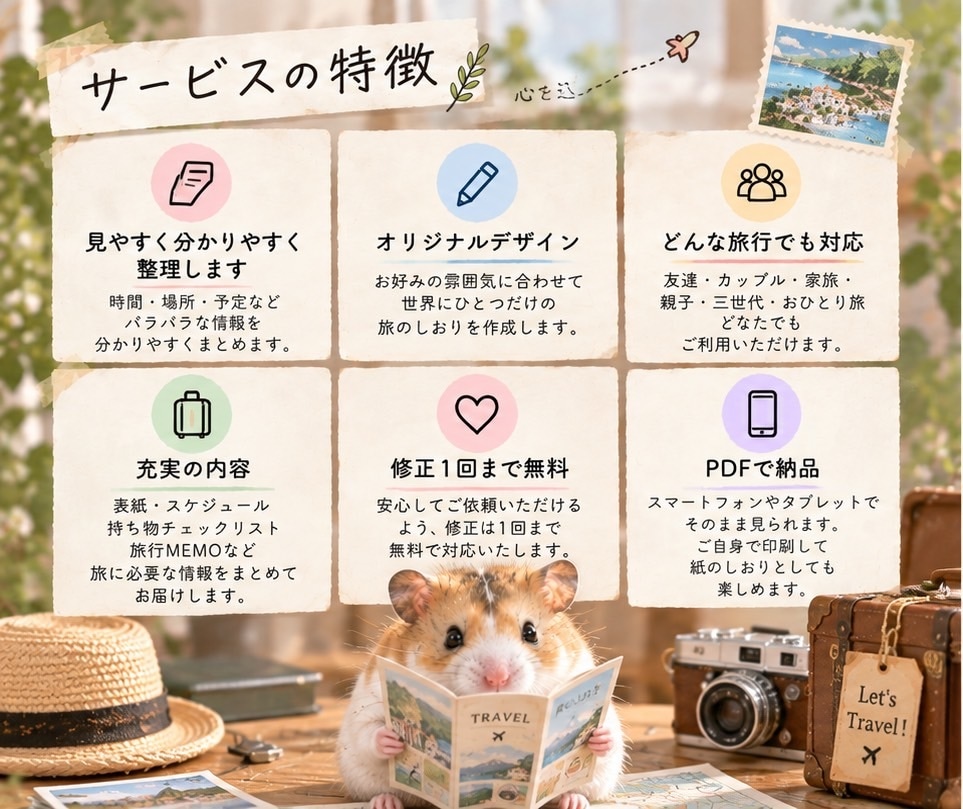 旅のしおりを作ります あなたの旅が、もっと楽しみになる一冊を。 イメージ2