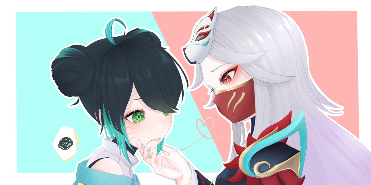 キラキラかわいいアイコンイラスト描きます ペア画1000円割引です(•᎑•) イメージ3