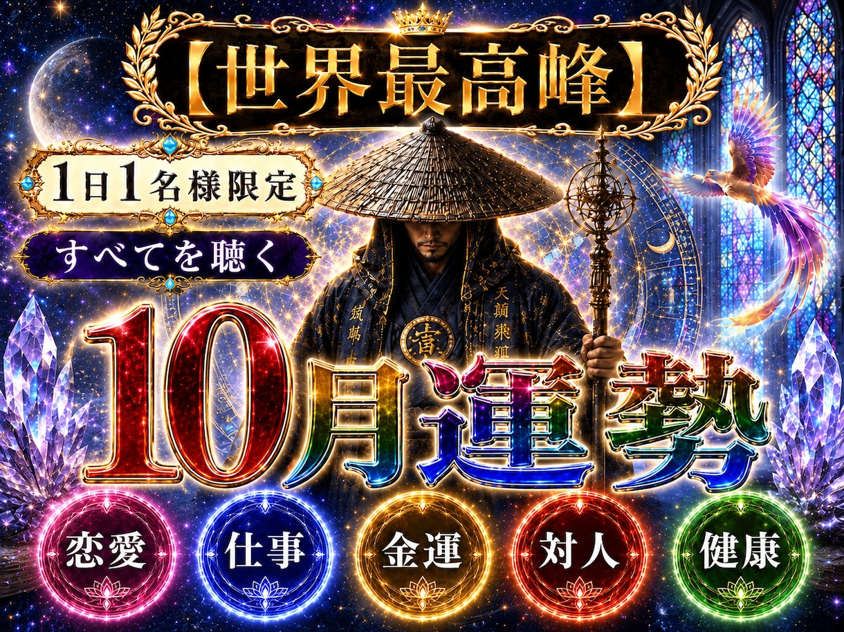 世界最高峰霊視【残り10枠】10月運勢音で聴きます 恋愛・仕事・金運／10月あなたがどう動くか音を聴いて導きます イメージ1