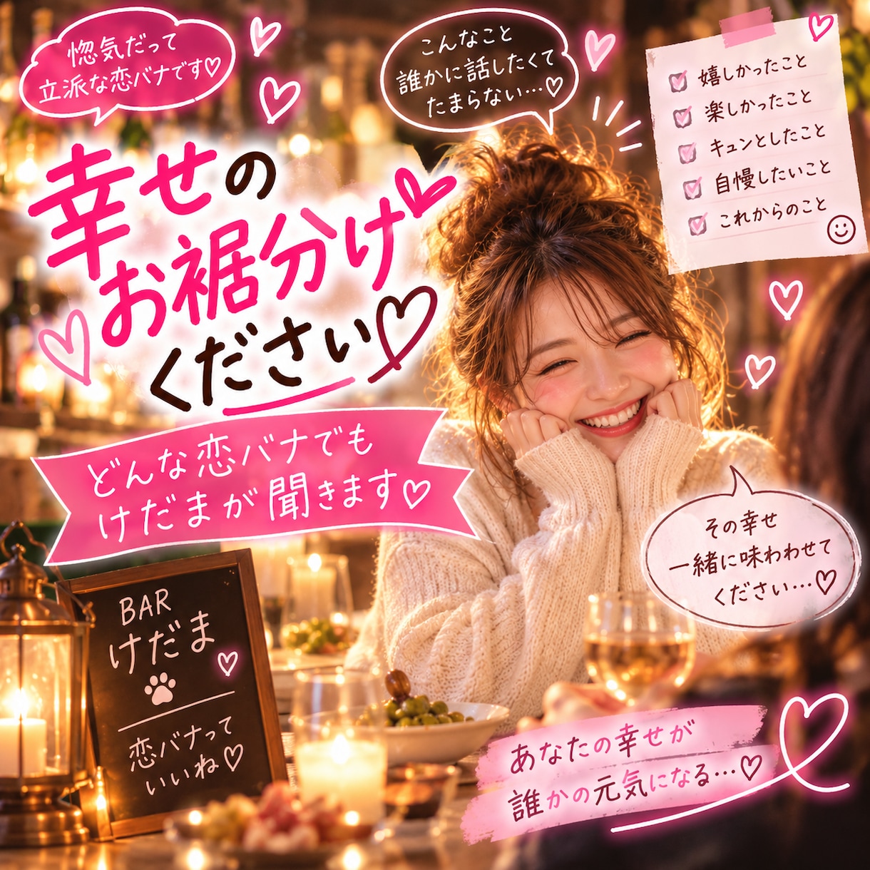 あなたの言いたくて仕方ない恋バナ！私が聞きます 惚気だって立派な恋バナ♡幸せのお裾分け待ってます！ イメージ5