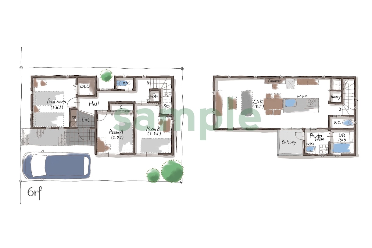 優しいタッチの手描き図面を描きます 建築士イラストレーターが図面・間取り図の印象UPをお手伝い イメージ2