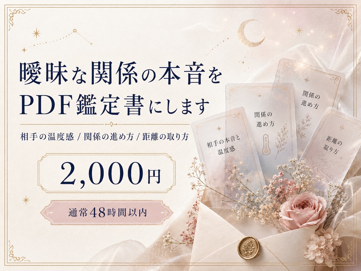 曖昧な関係の本音をPDF鑑定します 相手の温度感と今後の距離を整理します イメージ1