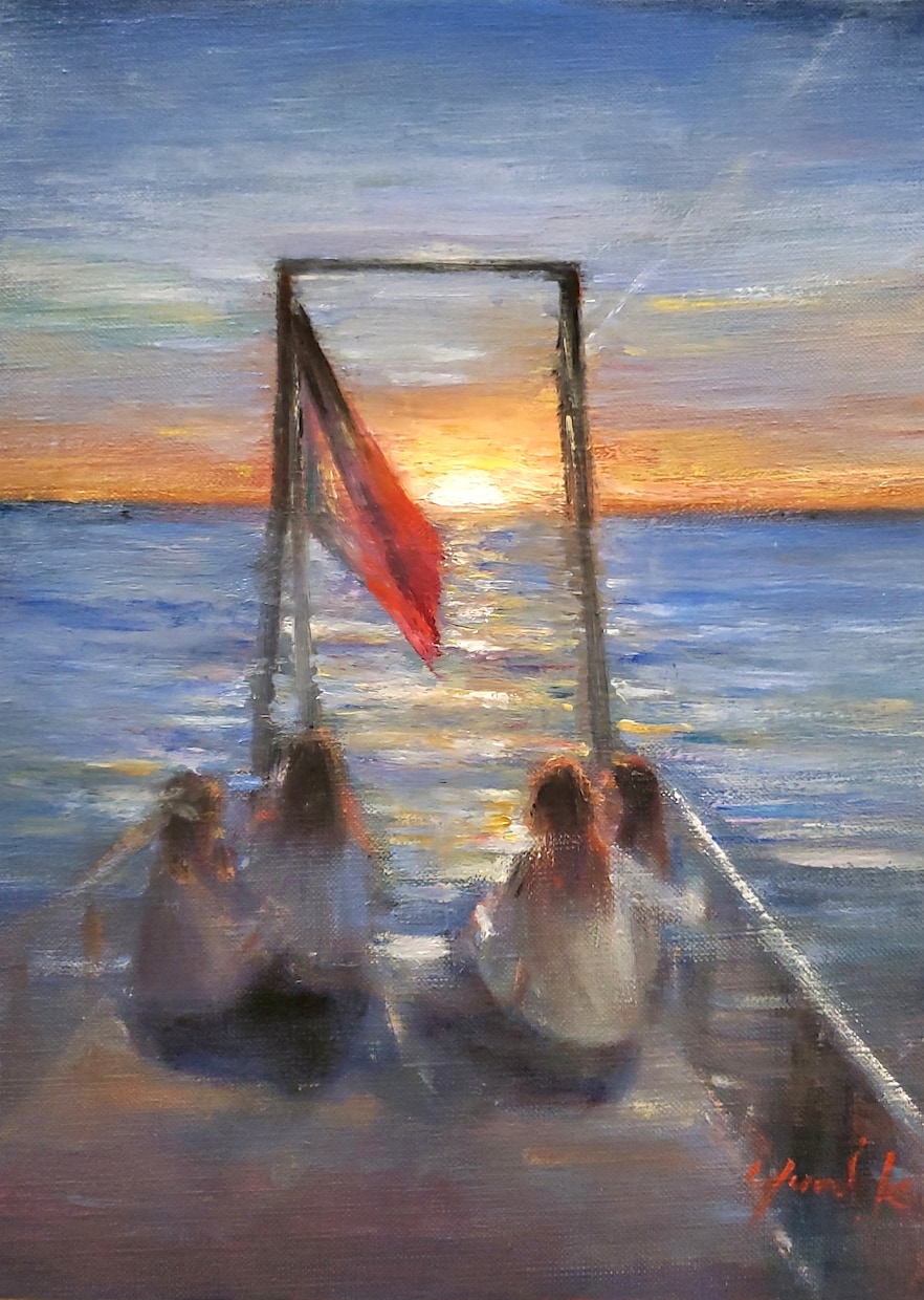 印象派のようなタッチのプロの画家が油絵を制作します サイズ:F4/表紙絵/額付/お部屋やオフィスに飾る絵/贈答品 イメージ1