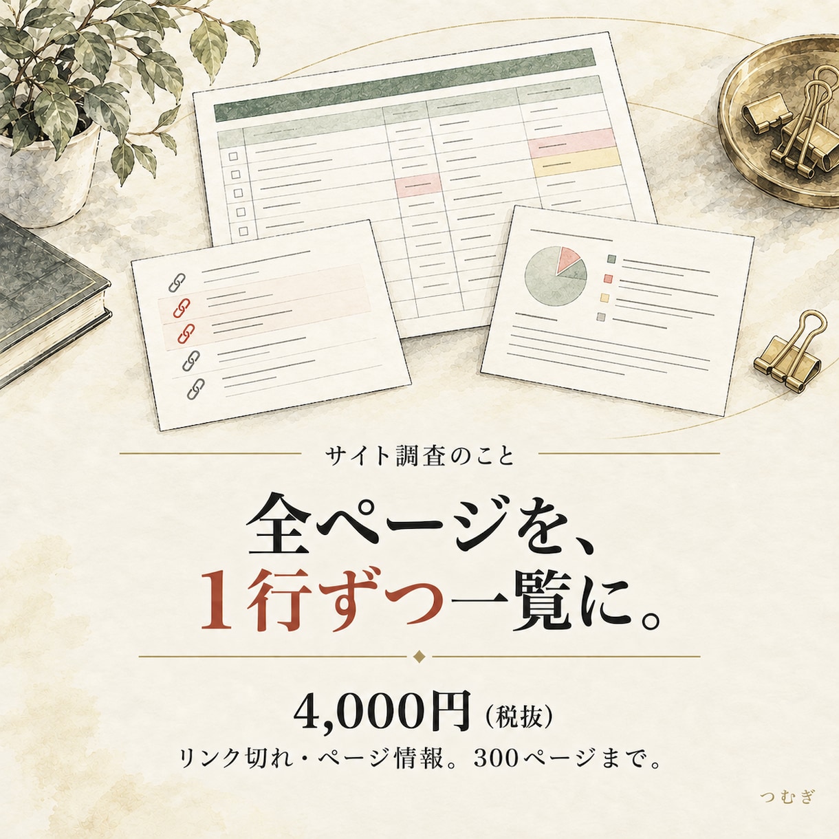 サイトのリンク切れ・ページ情報を調査します 300ページまで。URL・見出し・リンク切れをExcelで イメージ1