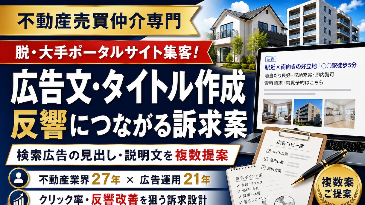 検索広告の見出し・説明文を複数作成します 広告文がどれも同じに見える方へ複数提案 イメージ1