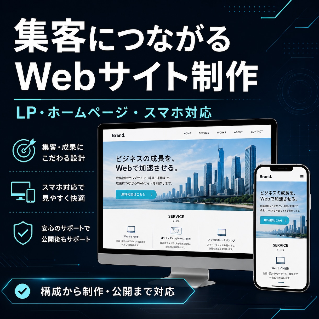 集客につながるWebサイトを制作します 問い合わせ導線・スマホ対応・SEOも意識して制作します イメージ1