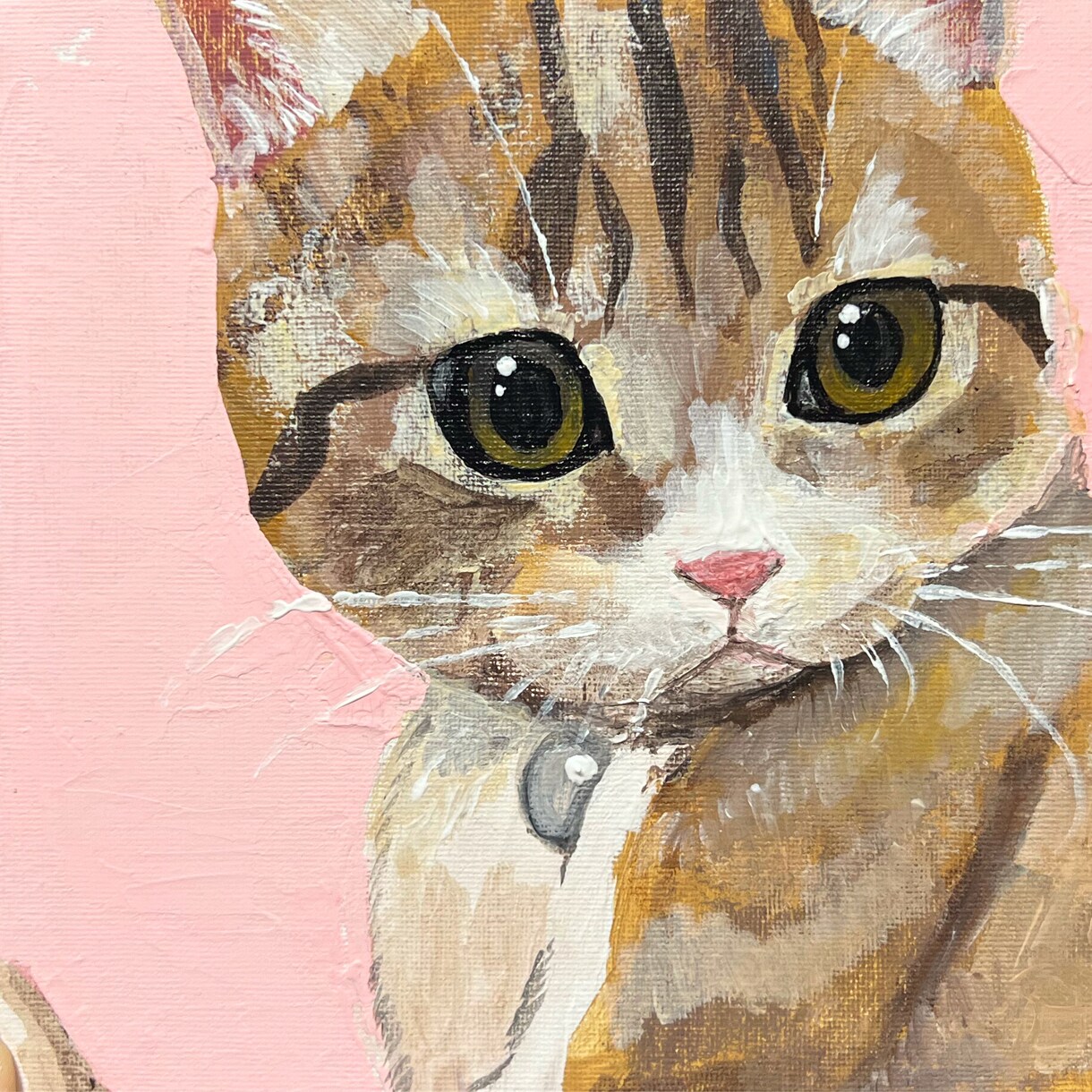 アクリル絵の具でペットイラストを描きます 20cm×20cmのスクエアキャンバスに描きます イメージ3
