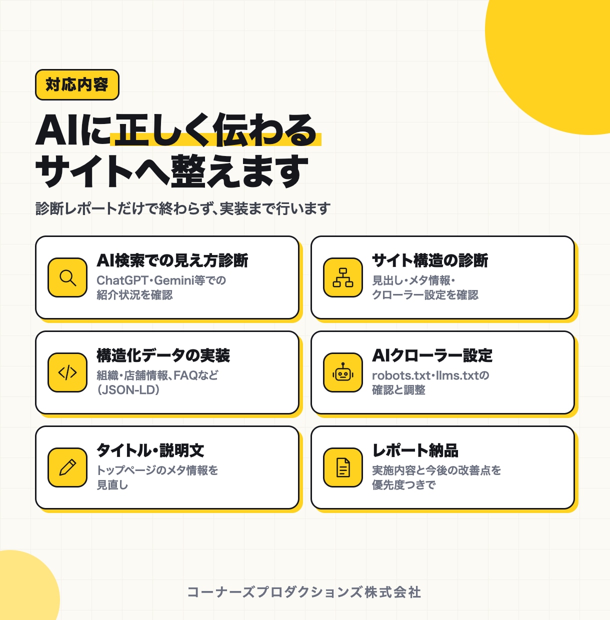 AI検索対策(LLMO)を診断から実装までします Shopify・WordPress対応｜構造化データも実装 イメージ2