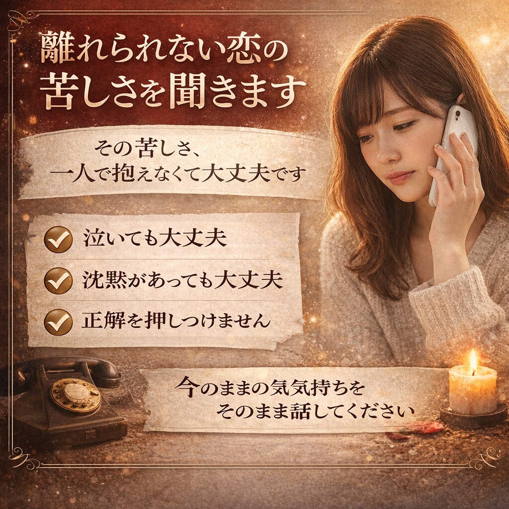 離れられない恋の苦しさを聞きます その苦しさ、一人で抱えなくて大丈夫です イメージ2