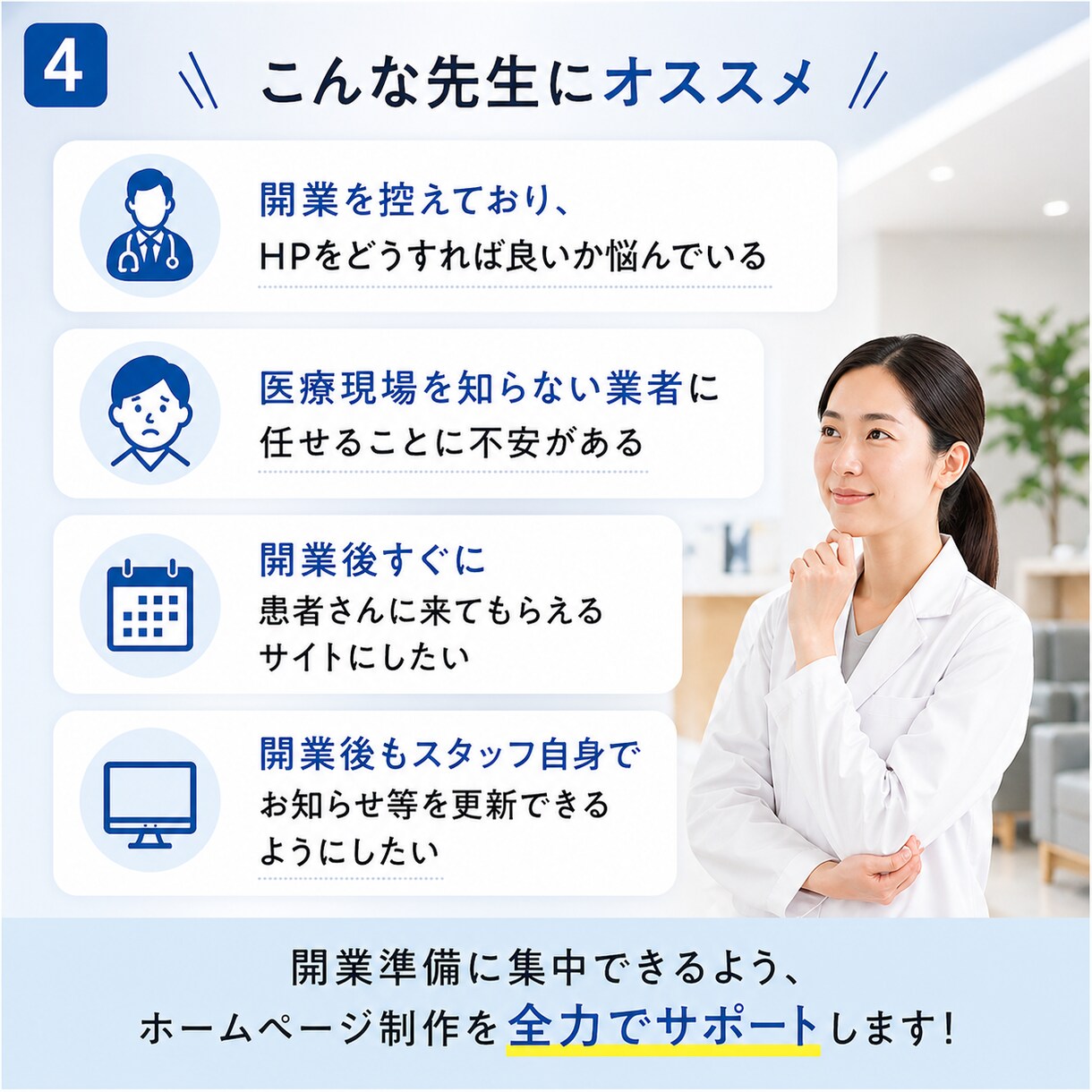 新規開業クリニック向け！ホームページ作成します スタッフでの微修正も可！月額保守費用も必要ありません イメージ4