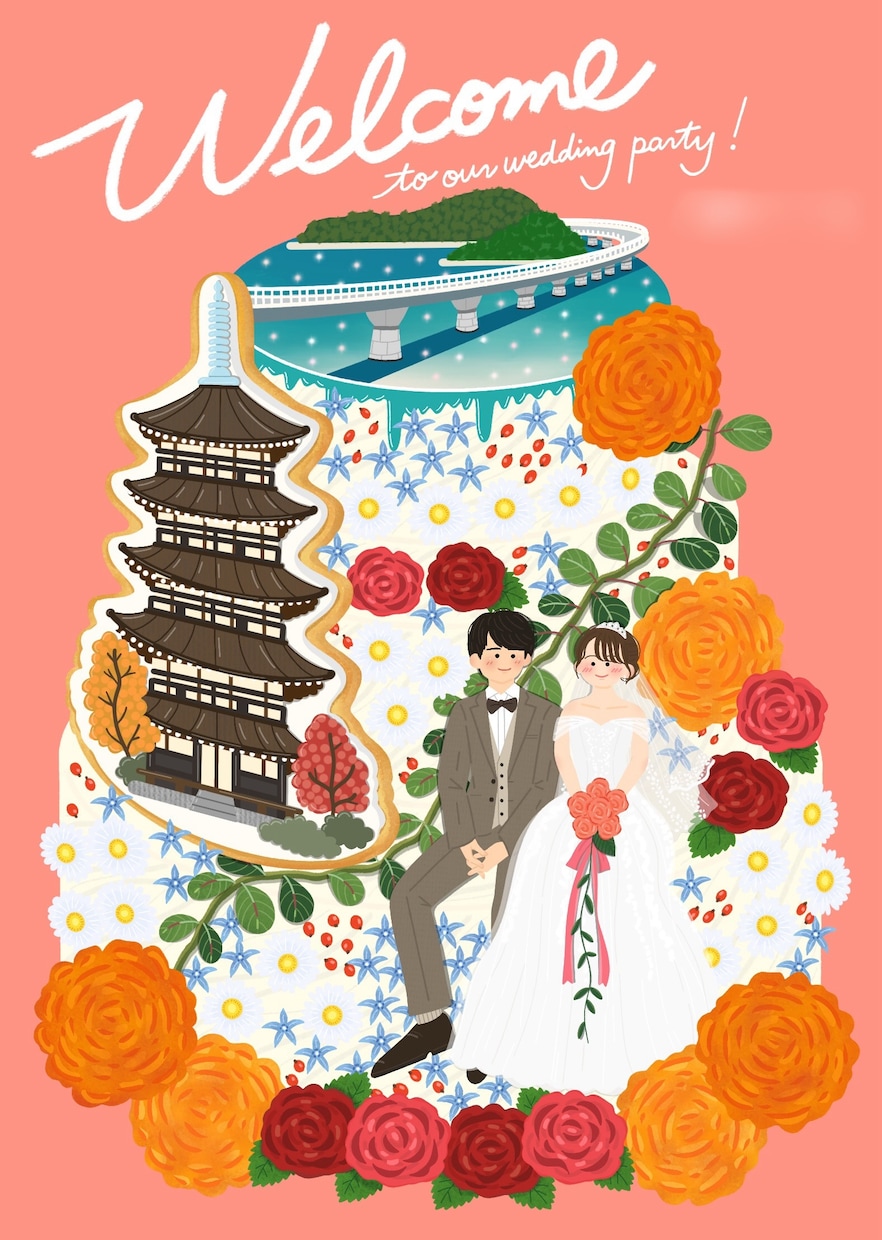修正無制限！ウェルカムボードを描きます 「写真とは違うイラストだからこその特別感」をお届けします。 イメージ4