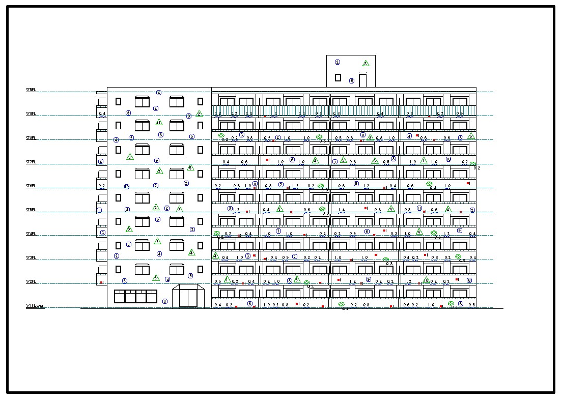 下地（躯体）補修図面をＪＷ－ＣＡＤで作成します 補修箇所の集計、建物図面自体の作成にも対応できます イメージ1