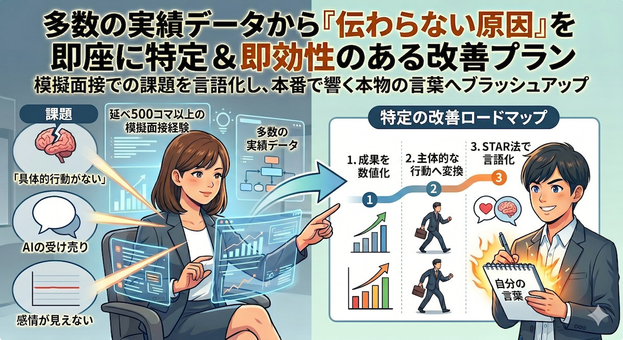 職務経歴書の面接ボロを徹底克服！言語化支援等します AIの完璧な書類を自分の言葉に！採用目線の模擬面接＆言語化 イメージ6