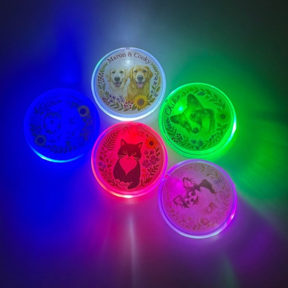 おでかけ光るLEDバッジ 直径5㎝ をつくります 写真から作る！3種類にぴかぴか光るLEDバッジをお届けします イメージ3