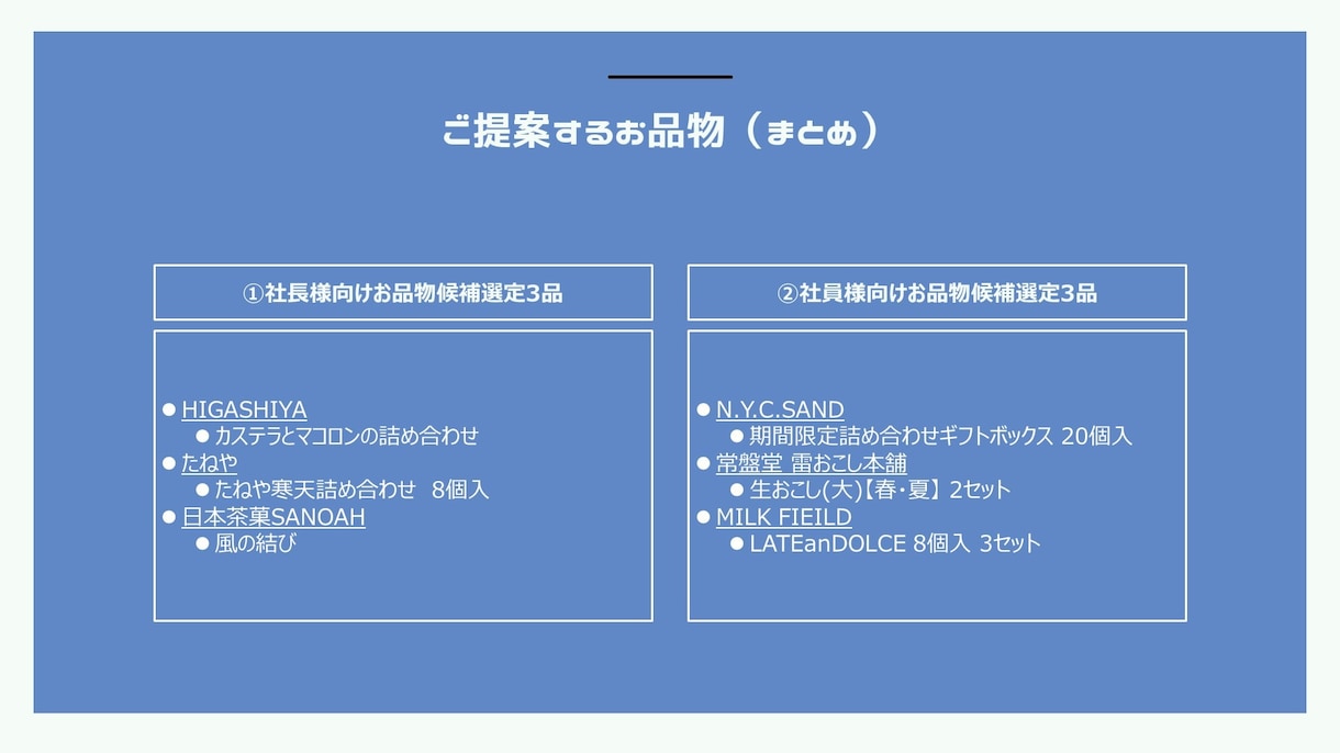 手土産に悩んでいるアナタに3つのプランを提供します 手土産選びに悩む時間をググッと短縮！ イメージ4