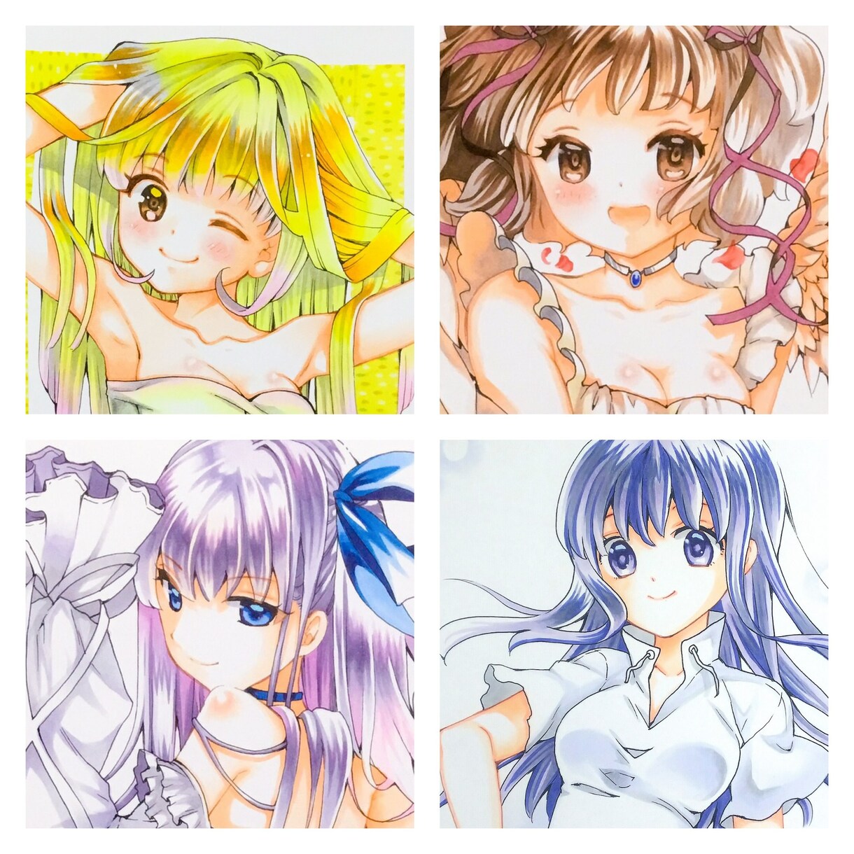 オリジナルキャラクター 手描きイラスト 3L判サイズ 手描きイラスト 女性キャラクター オリジナルキャラクター 手描き